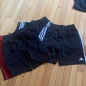 Adidas Kids Black Shorts Trio with Red and White Accents